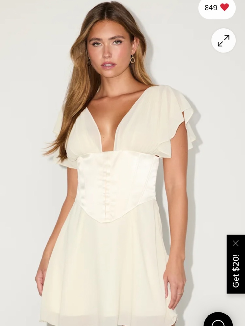 Lulu's Cream Deep V Corset Mini Dress